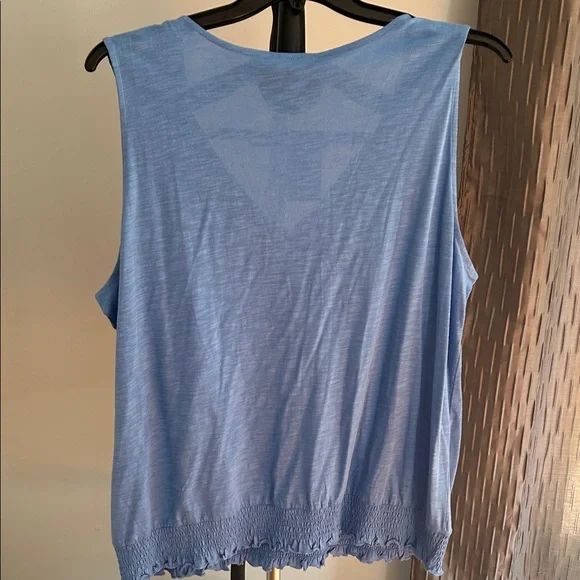 Laura 3X Blue Embroidered Women's Tank Top - Picture 7 of 7